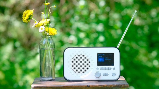 Ein DAB+ Radio im Garten für den portablen Empfang. | Bild: BR/Petra Decker